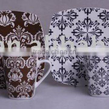 Square Shape Porcelain Plate,Ceramic Plates Wih Decal