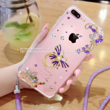 Ring Stent Holder Soft Silicone Cell Phone Cover Case Diamond Mobile Phone Cases for IPhone7/7Plus/6/6s/6plus/6splus photo-2