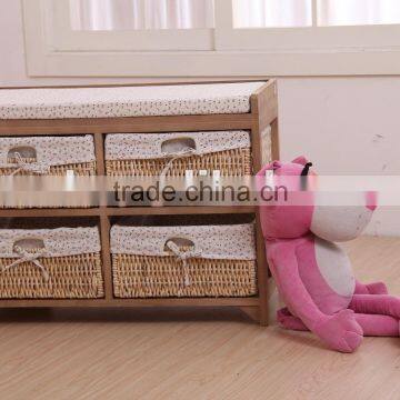 wooden bench with drawers