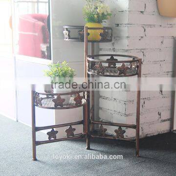 Garden Decor Iron Art Decorative 3 Tier Flower Pot Bronze Vintage Iron Flower Pot Stand photo-3