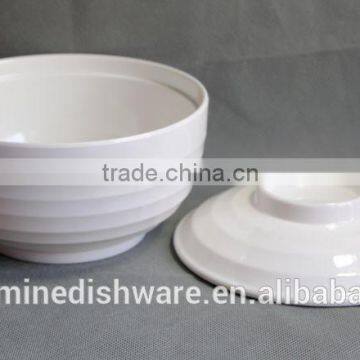 2016 New Design Wave Design Tableware Round White Solid Color Melamine Soup Tureen