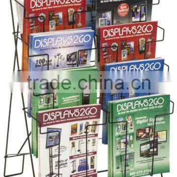 2 Tiers Modern Black Newspaper Stand Metal Wire Magazine Display Rack photo-3