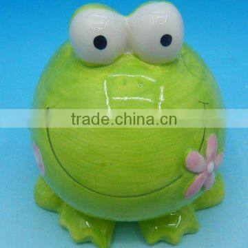 2012 new product ceramic money bank in frog shape