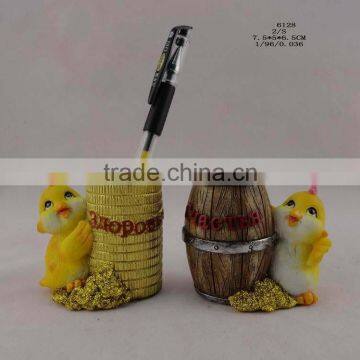 resin chick figurine pen container for new year symbol decor