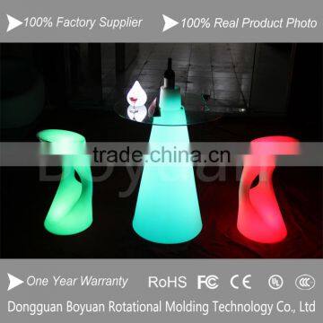 Glowing High Top Funnel Shape Glass Cocktail Table With Led Light photo-2