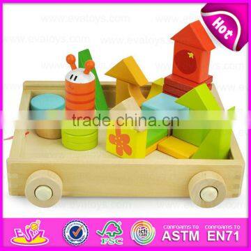 2015 Blocks Trolly Wooden Educational Toy for Kids,Wooden Building Blocks Sorter Trolly Toy,Pull Wooden Block Trolly Toy W13C021 photo-3