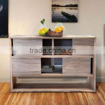 Buffet Console Minimalist Sliding Door Teak Wood Furniture for Hotel
