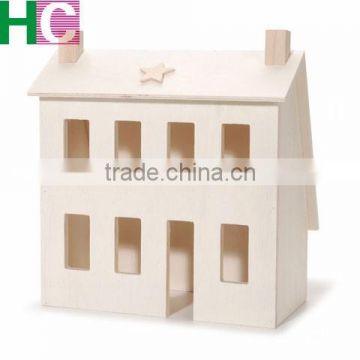 2017 new design unfinished DIY wooden house sharped for girls