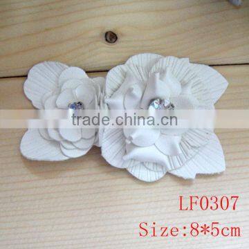 Stereo chic realistic rhinestone leather flower for the dress