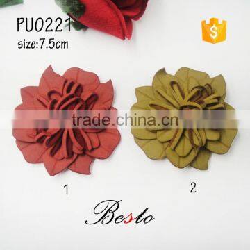 Wholesale genuine new custome PU material artificial leather daisy flower for shoes decoration