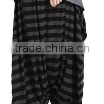 women baggy hippie horizental stripe pants trouser loose long harem pants