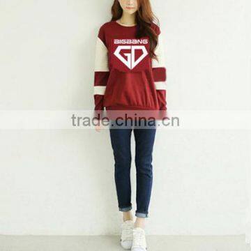 2016 New Fashion Women Sweatshirts Red Collar Plus Size