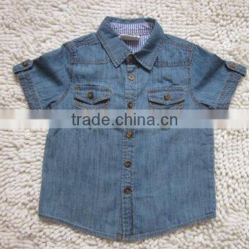 Kid's new design fashion short sleeve denim shirt clothing stocklots