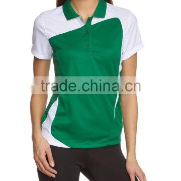 Fancy women's polo with green collar contast cotton women's polo t-shirt