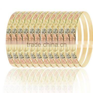 Half Round 6 MM Three Tone Plated Bangles