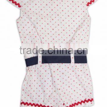 Organic Cotton Printed Girl's Cape Sleeve Summer Jumpsuit photo-2