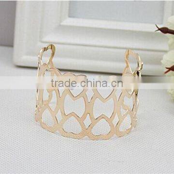 New Design Double Heart Hollow Open Bangle,Europe Style Adjustable Gold Ladies Bangles photo-3