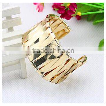 2016 Europe Charm Punk Hollow Arm Cuff Bangle Long Gold Wide Bangles For Women photo-5