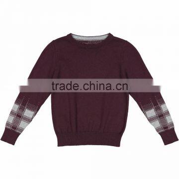 OEM 100% Cotton Jacquard Pattern Knitted Boys Sweaters
