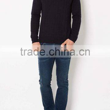 Sexy Round Neck Mens Cable Knit Merino Wool Designer Sweters