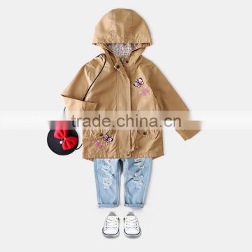 S60602B 2017 Autumn babys Jacket Embroidery Hooded Windbreaker Butterfly