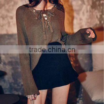 4612 Runwaylover Design New Design V-neck Tie Green Sweater photo-4