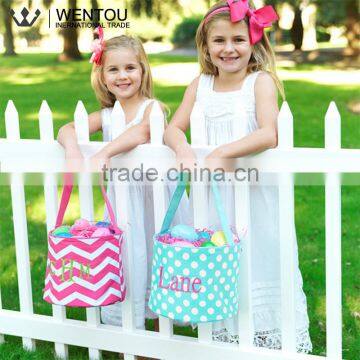 Monogrammed Chevron Polka Dot Easter Trick Or Treat Bag photo-5