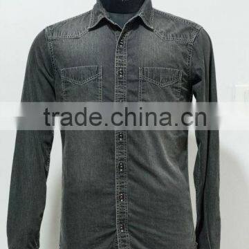 BLACK WASHED DENIM SHIRT