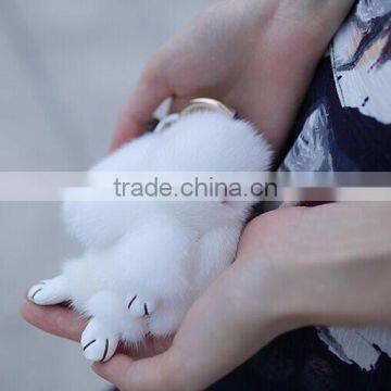 high quality mink fur rabbit shape keychain/mink fur keychain