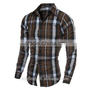 2016 Sale Classic Plaid Pattern Formal Dress Men Shirt Long Sleeves for Men photo-4