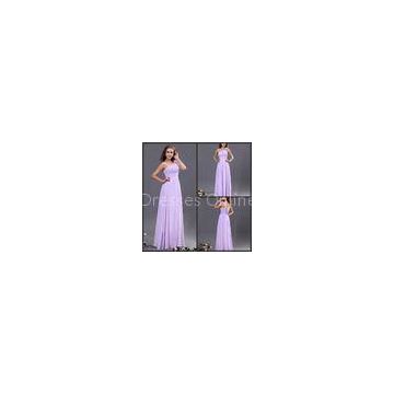 Light Purple One Strap Bridesmaid Wedding Dresses / Pleated Bridesmaid Ball Gowns