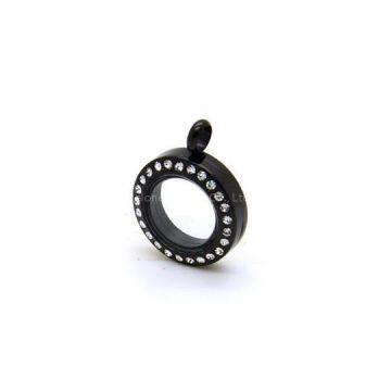 20mm Mini Black Magnetic Living Locket With Crystals