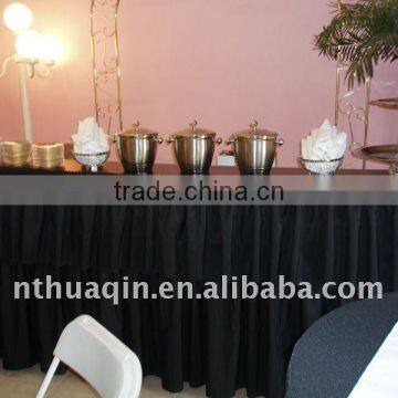 Wedding polyester table skirting table linen 100% polyester table skirts with cover top