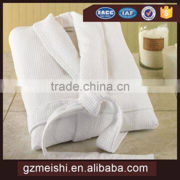 5 star Hotel adult cotton velour bathrobe, white color with emroidering logo