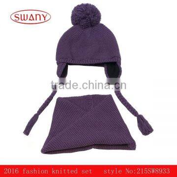 2016 kids winter knitted neck warmer & hat