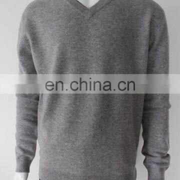 China manufacturer 12gg flat knit classtic V-neck men's cashmere sweater