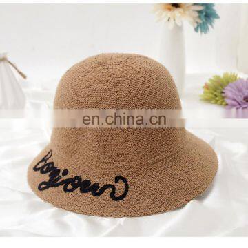 Letters Embroid Fisherman Hat Topee Sunscreen Basin Hat