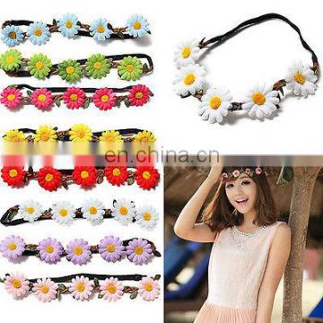 Beautiful Daisy Hairband Headband Wedding Elastic Sun Flower Crown Floral Hair Garland FH2258