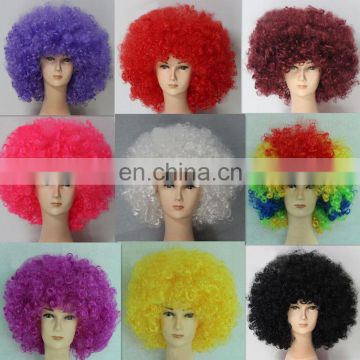 Football fans curly wig coloured synthetic wig with fashion design FW2166