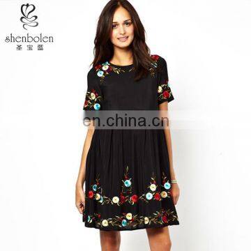 M3146 maternity dress cheap exclusive smock dress with floral embroidery