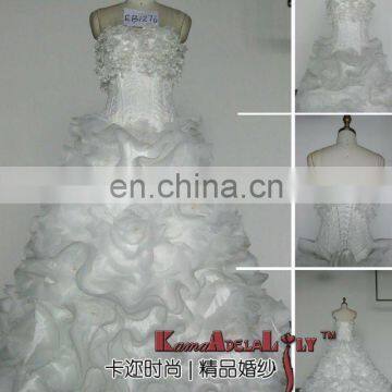 EB1276 Fashionable Custom Made Elegant A-line Organza Layered Ball Gown Wedding Dresses Long Train