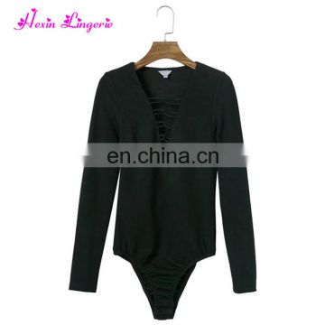 Top Selling autumn black knitting sexy romper custom bandage jumpsuits