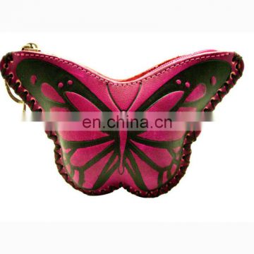 Custom funny key chain butterfly coin purse wholesale women genuine leather coin purse MCP-0076