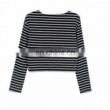 Wholesale Long Sleeve Stripe Women Top Sexy Crop Top 2016 photo-2