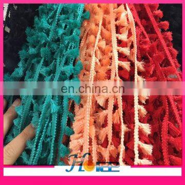 hea200 wholesale 22mm width brush cotton tassel fringe trim for clothes