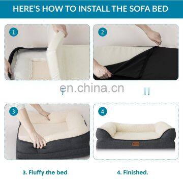 Luxury Custom Soft Comfortable Orthopedic Comfy Plush Dog Calming Sofa Pet Dog Bed photo-7