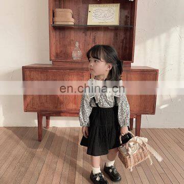 6660/Customized Print Kids Lace Turn-down Collar Shirt Korea Fashion Sweet Girls Top