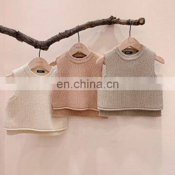 2020 Korean version of infant knit vest for men and women simple and Western style  round neck sweater  vest outer wear