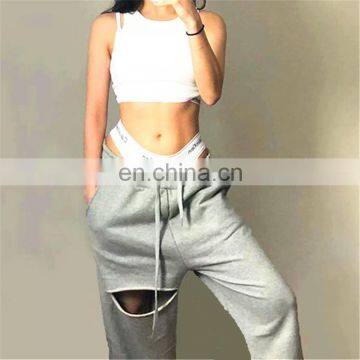 Wholesale Custom Print Hot Casual Street Wear Pants Sports Cotton Joggers For Women photo-2