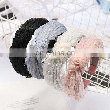 Brand New 4colors Wholesale Custom Plain Lace Summer Girls Hair Band Plastic Hairband Headband For Adult Women